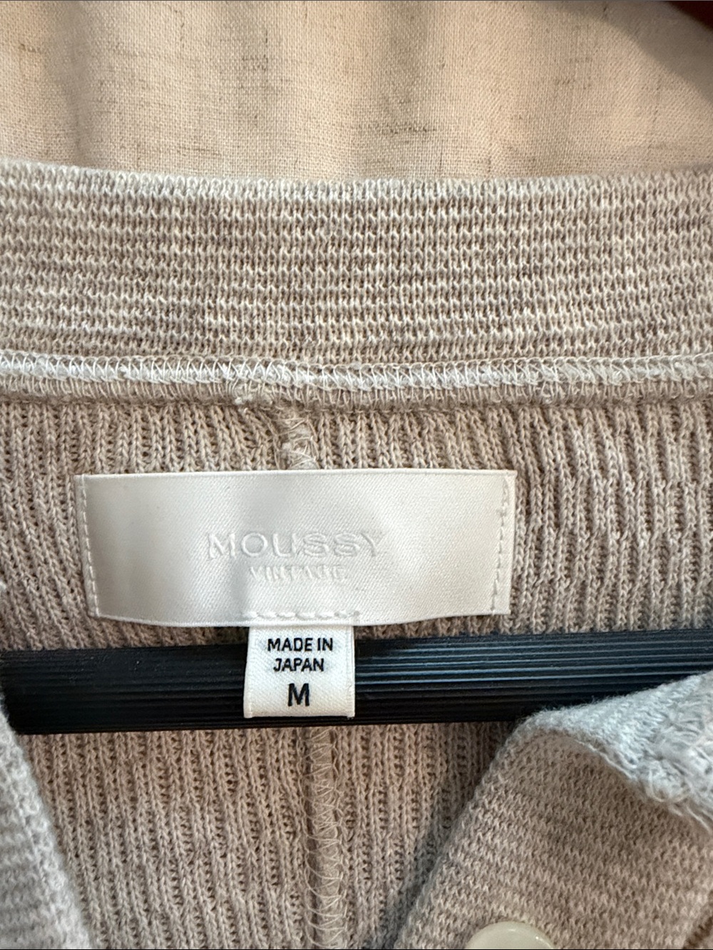 Moussy Cream Waffle Knit Henley Pullover - Picture 2 of 2